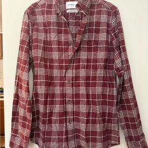 Goodfellow & Co Burgundy and White Plaid Button-Down Shirt